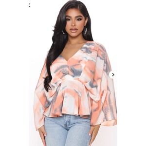 A. CALIN BY FLYING TOMATO Women's‎ Peplum TIE DYE Blouse SIZE M